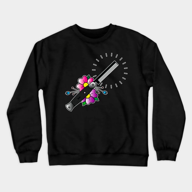 Switchblade Comb Crewneck Sweatshirt by OrneryDevilDesign